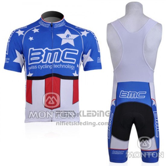 2010 Fietskleding BMC Kampioen Verenigde Staten Blauw Korte Mouwen en Koersbroek